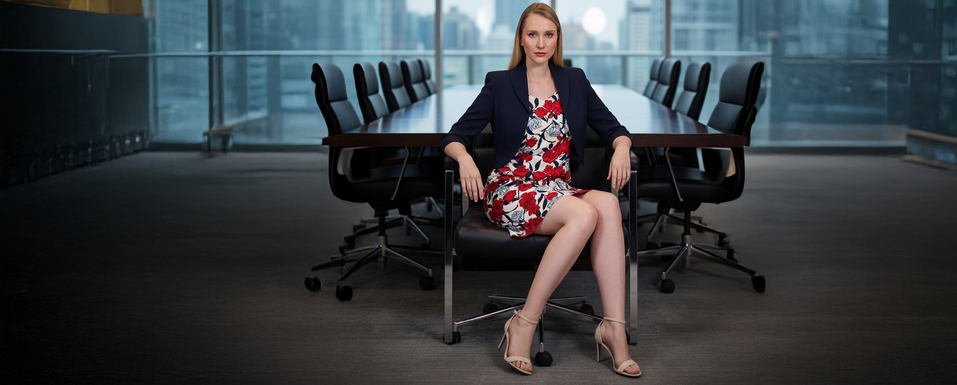 Vestido Floral rojo y Azul